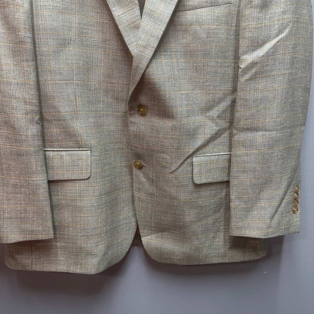 Vintage Southwick Mens Sport Coat 44R Plaid Silk Linen Wool Blend NWT - Picture 7 of 13